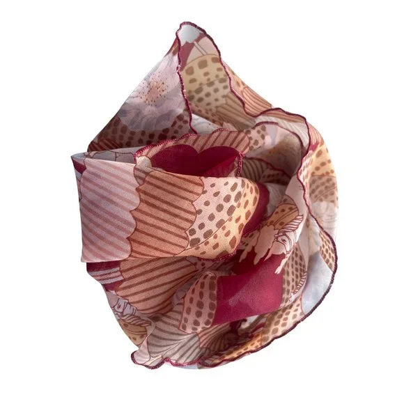 Vintage Pleated Floral Horse Print Rectangle Scarf Lightweight Sheer Neck Wrap M - Picture 2 of 5